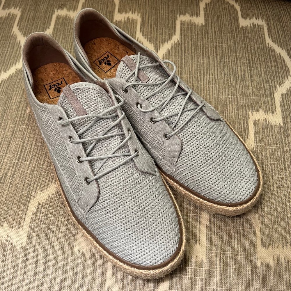 Reef Women’s Light Gray Knit Sneakers with Rope-Trim Sole